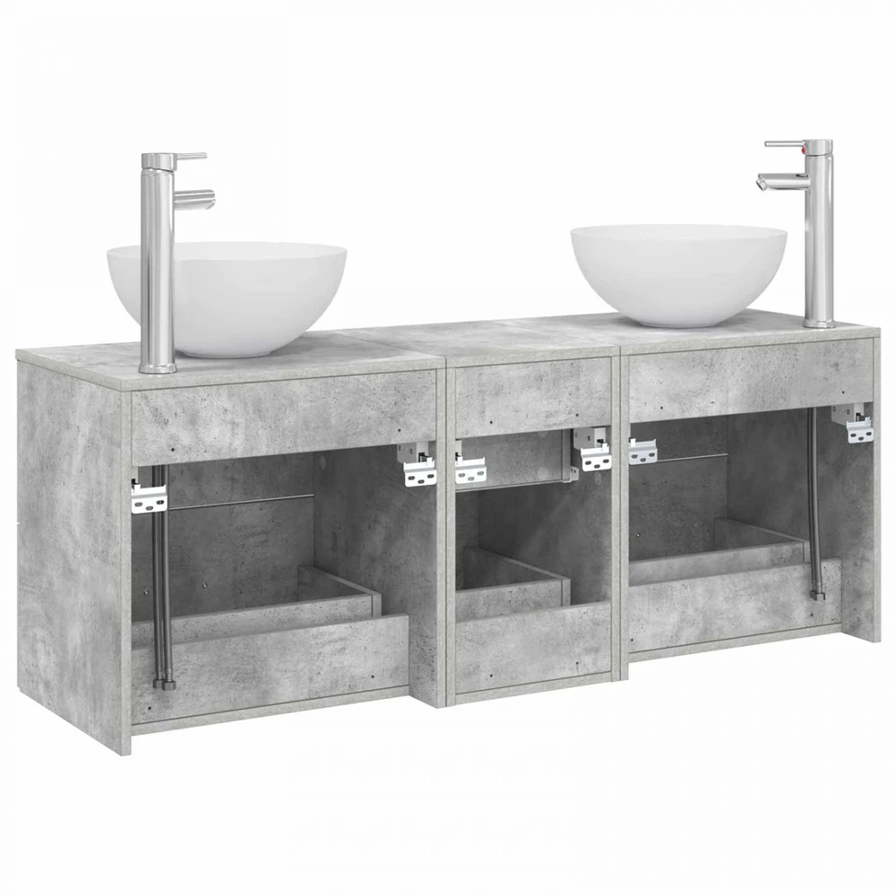 Vonios spintos komplektas 3 vnt. Betono pilka 49,5 x 35 x 63 cm