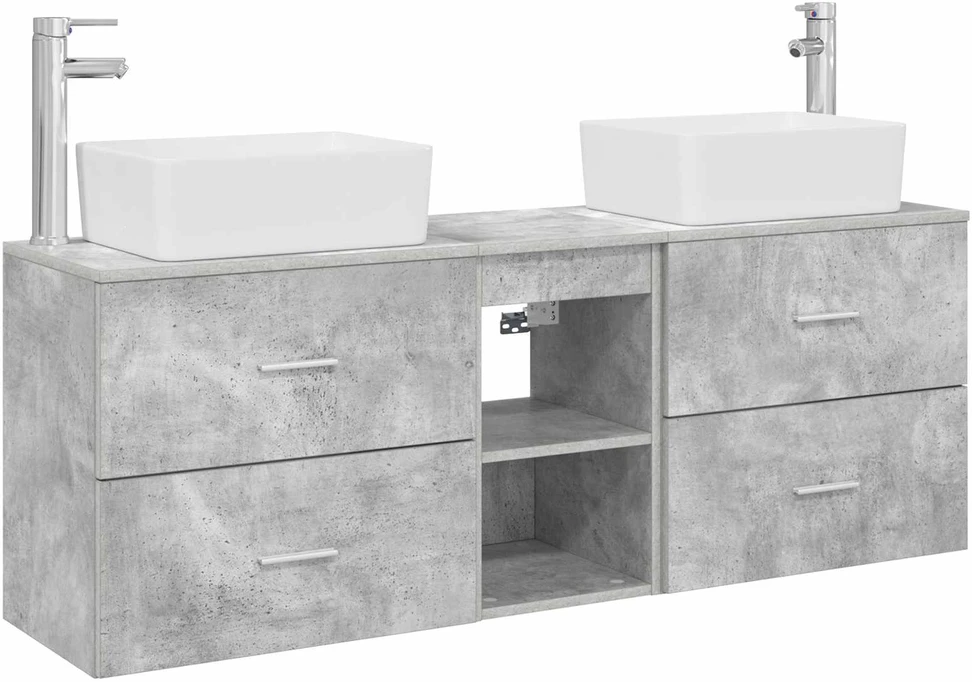 Vonios spintos komplektas 3 vnt. Betono pilka 136 x 35 x 80 cm