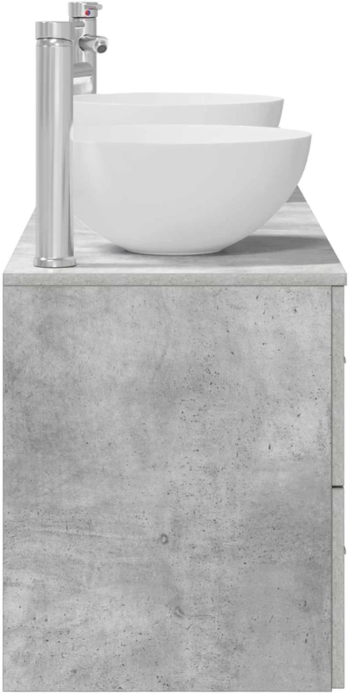 Vonios spintos komplektas 3 vnt. Betono pilka 129 x 35 x 80 cm