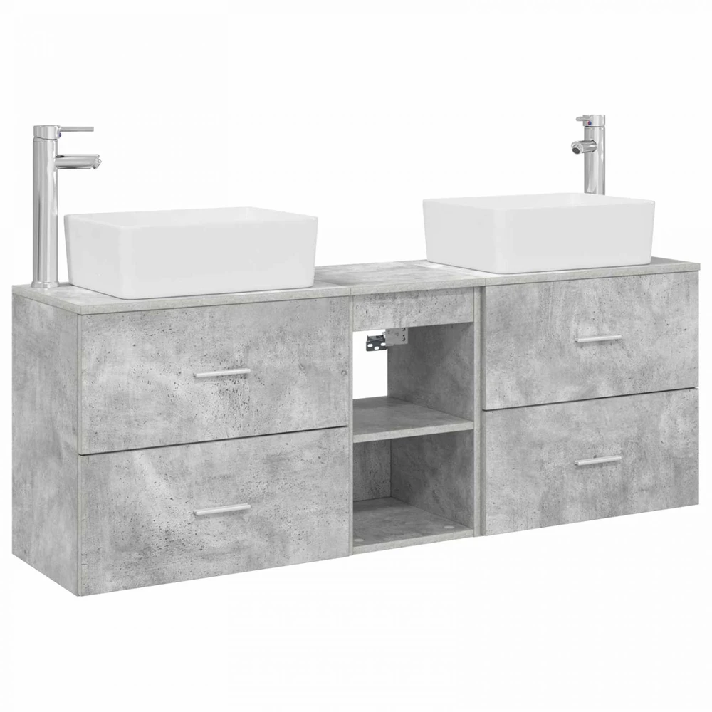 Vonios spintos komplektas 3 vnt. Betono pilka 53 x 34,5 x 63 cm