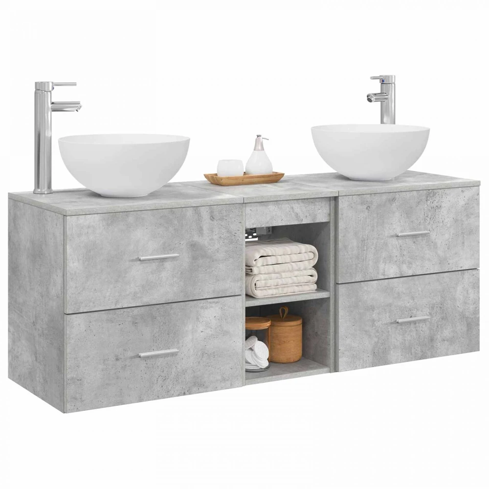 Vonios spintos komplektas 3 vnt. Betono pilka 49,5 x 35 x 63 cm