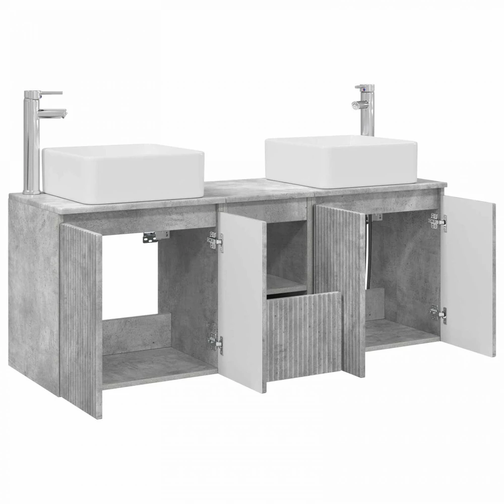 Vonios spintos komplektas 3 vnt. Betono pilka 53 x 35 x 63 cm