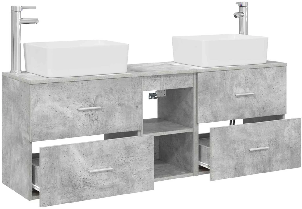 Vonios spintos komplektas 3 vnt. Betono pilka 53 x 34,5 x 63 cm