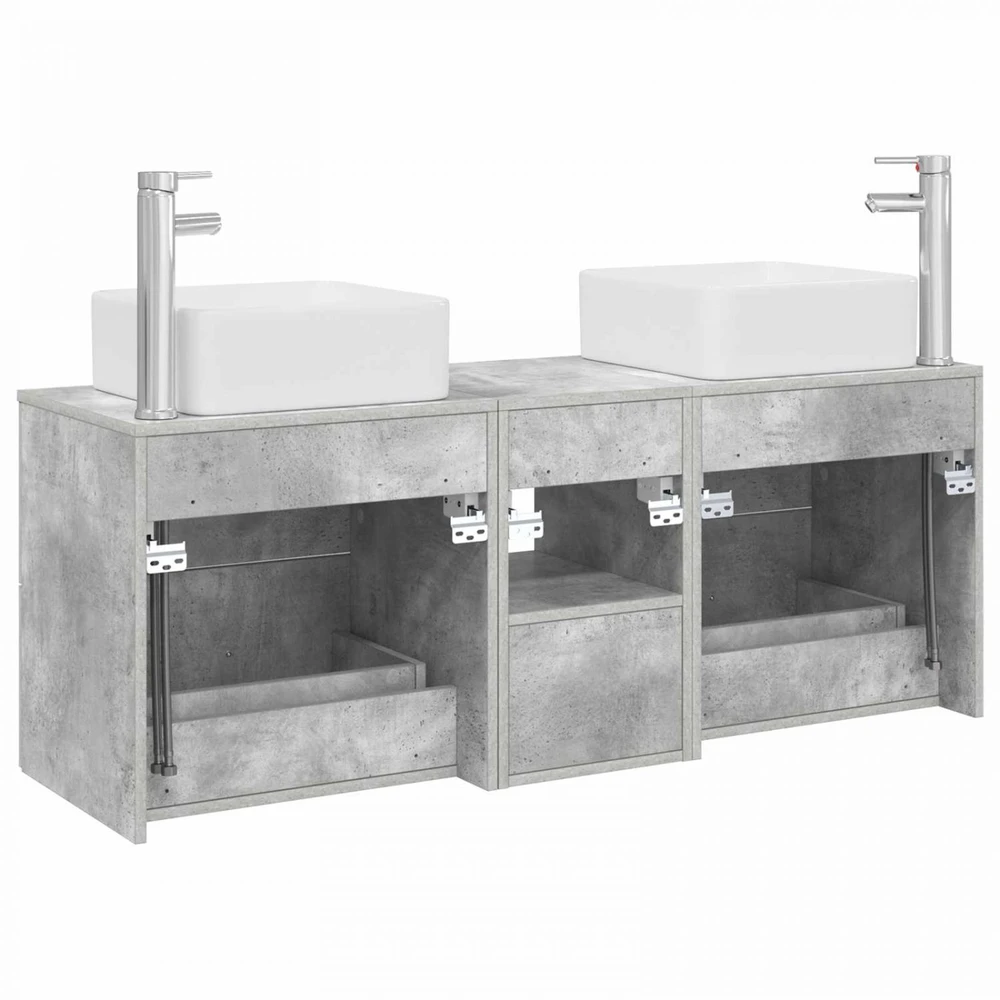 Vonios spintos komplektas 3 vnt. Betono pilka 49,5 x 41 x 63 cm