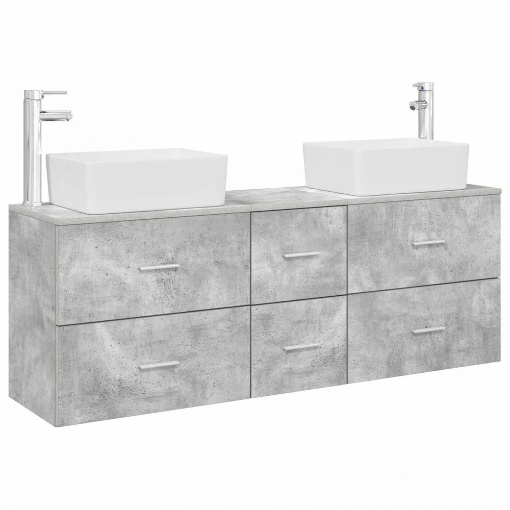 Vonios spintos komplektas 3 vnt. Betono pilka 53 x 34,5 x 63 cm