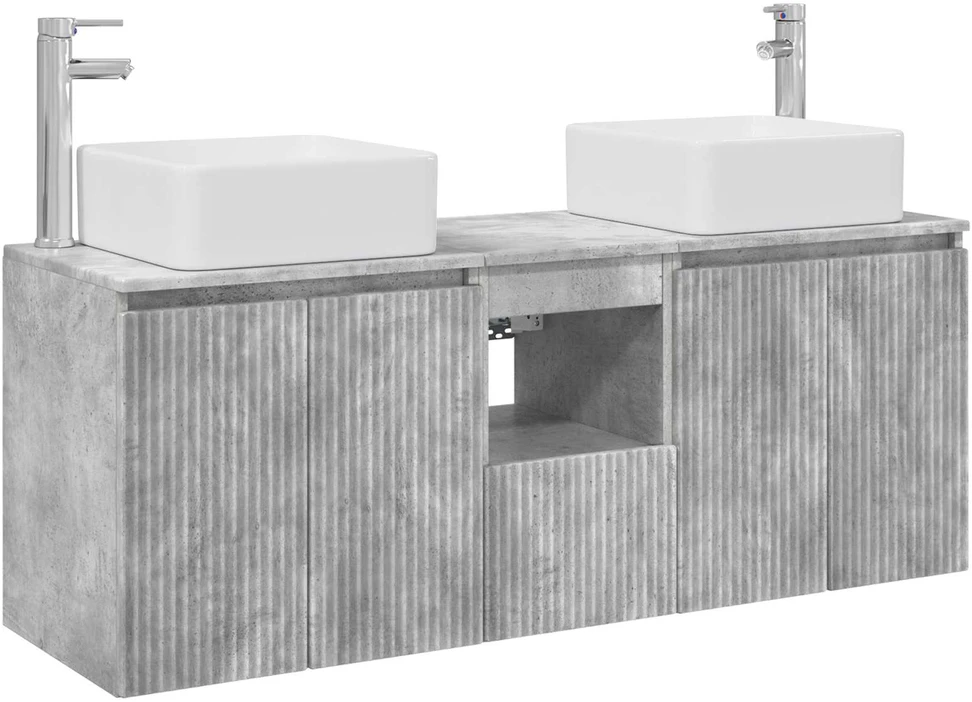 Vonios spintos komplektas 3 vnt. Betono pilka 135 x 35 x 80 cm