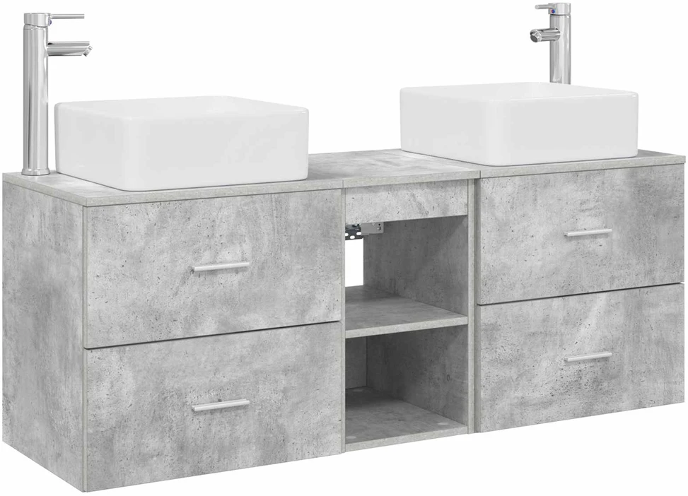 Vonios spintos komplektas 3 vnt. Betono pilka 129 x 41 x 80 cm