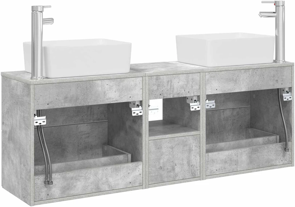 Vonios spintos komplektas 3 vnt. Betono pilka 136 x 35 x 80 cm