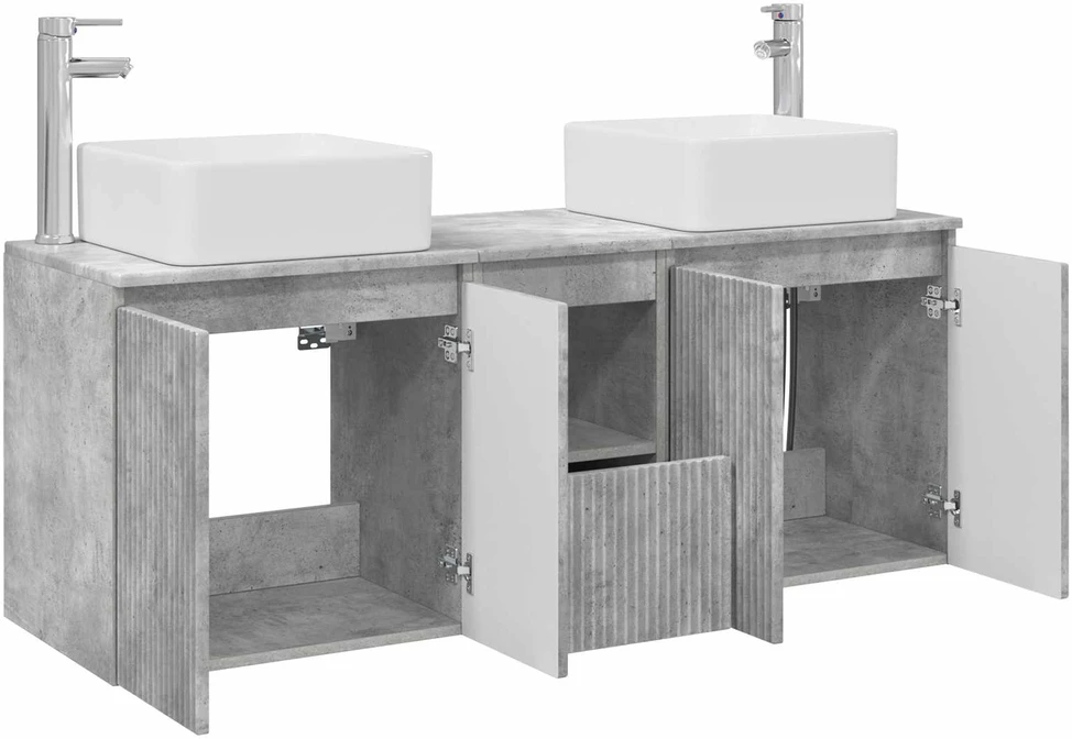 Vonios spintos komplektas 3 vnt. Betono pilka 135 x 35 x 80 cm