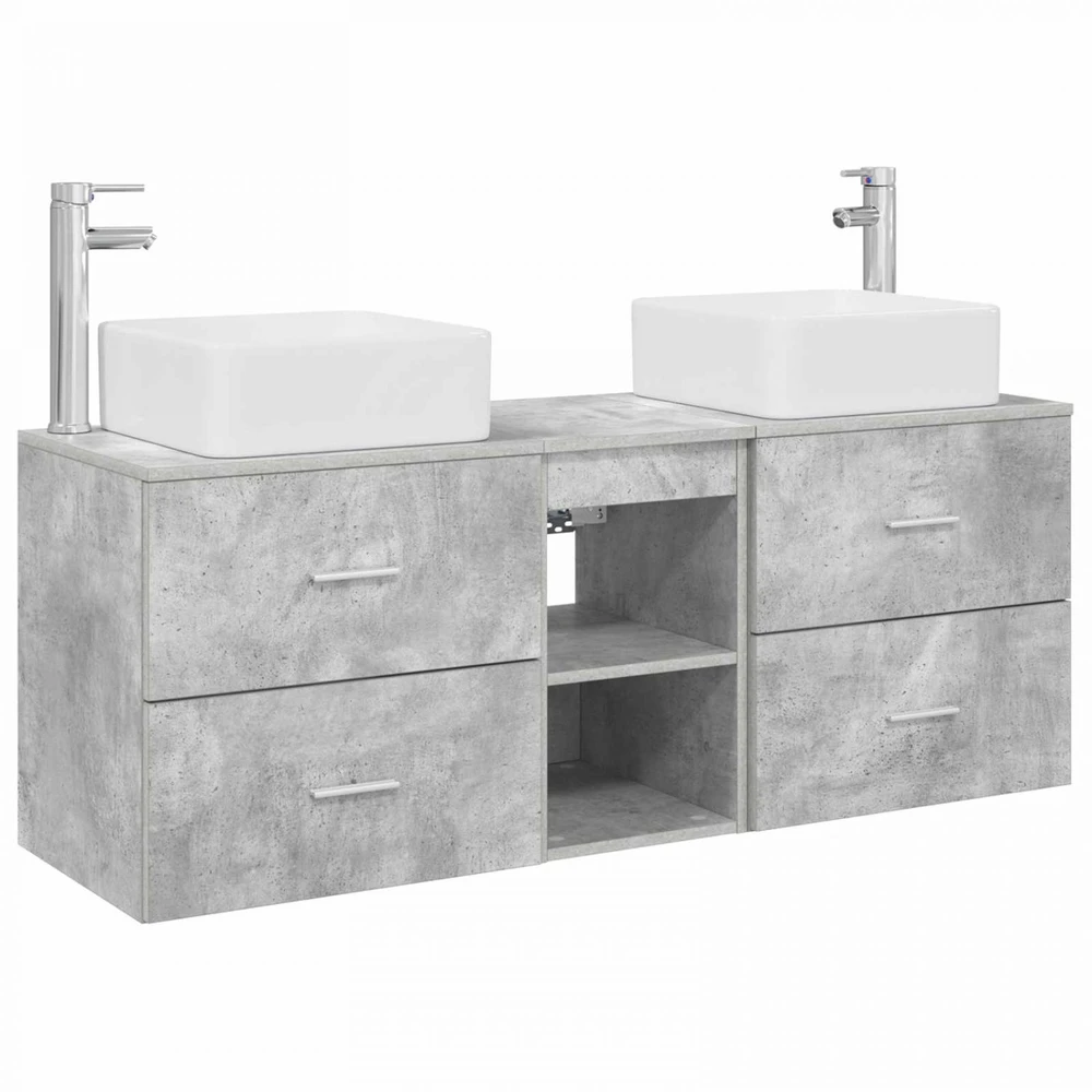 Vonios spintos komplektas 3 vnt. Betono pilka 49,5 x 41 x 63 cm
