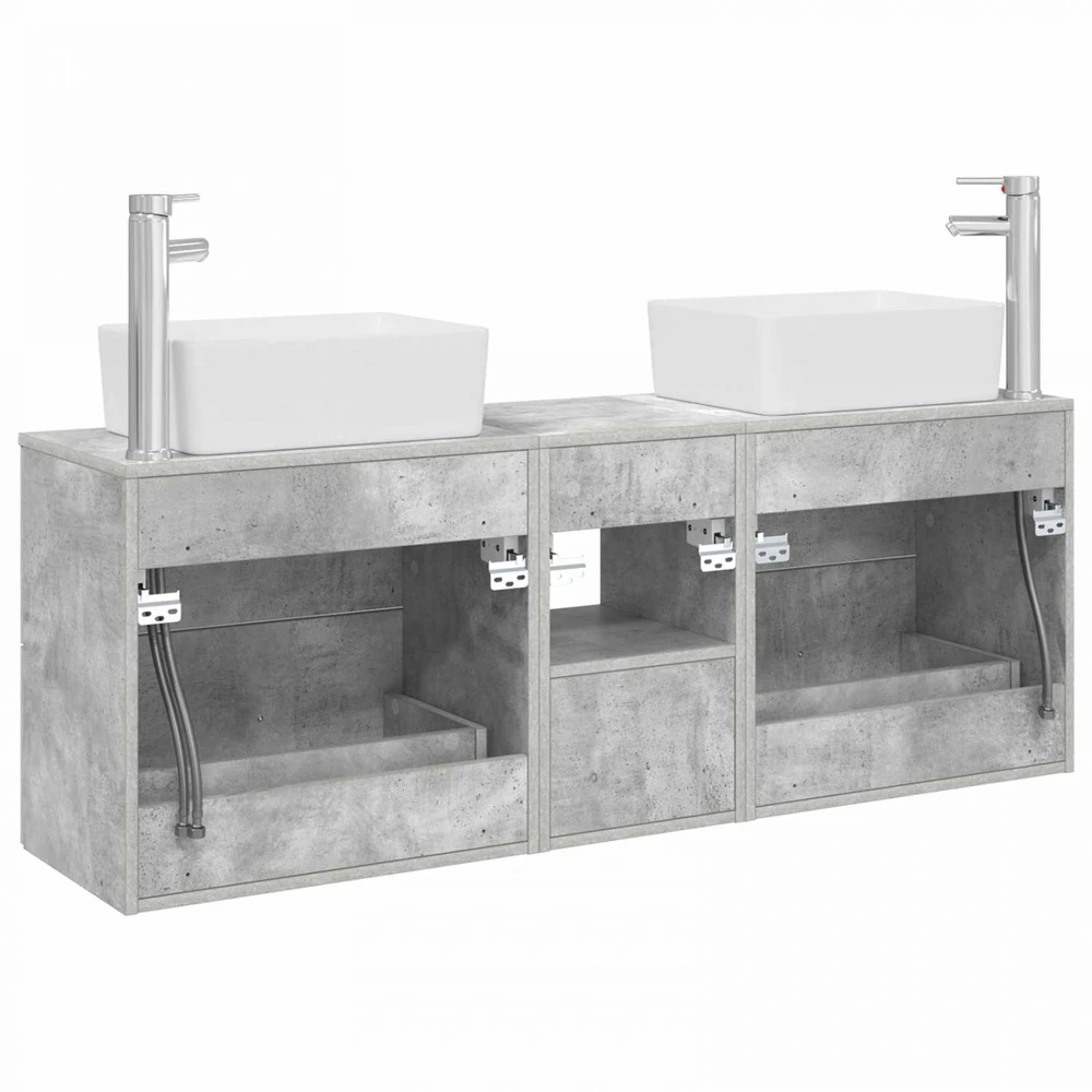 Vonios spintos komplektas 3 vnt. Betono pilka 53 x 34,5 x 63 cm