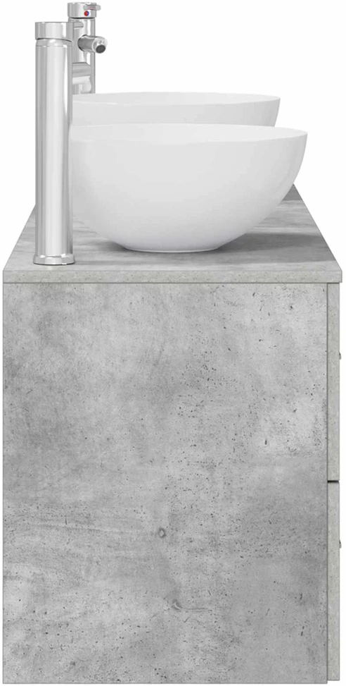 Vonios spintos komplektas 3 vnt. Betono pilka 129 x 35 x 80 cm