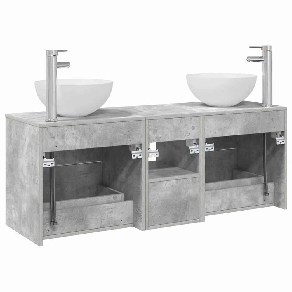 Vonios spintos komplektas 3 vnt. Betono pilka 49,5 x 35 x 63 cm