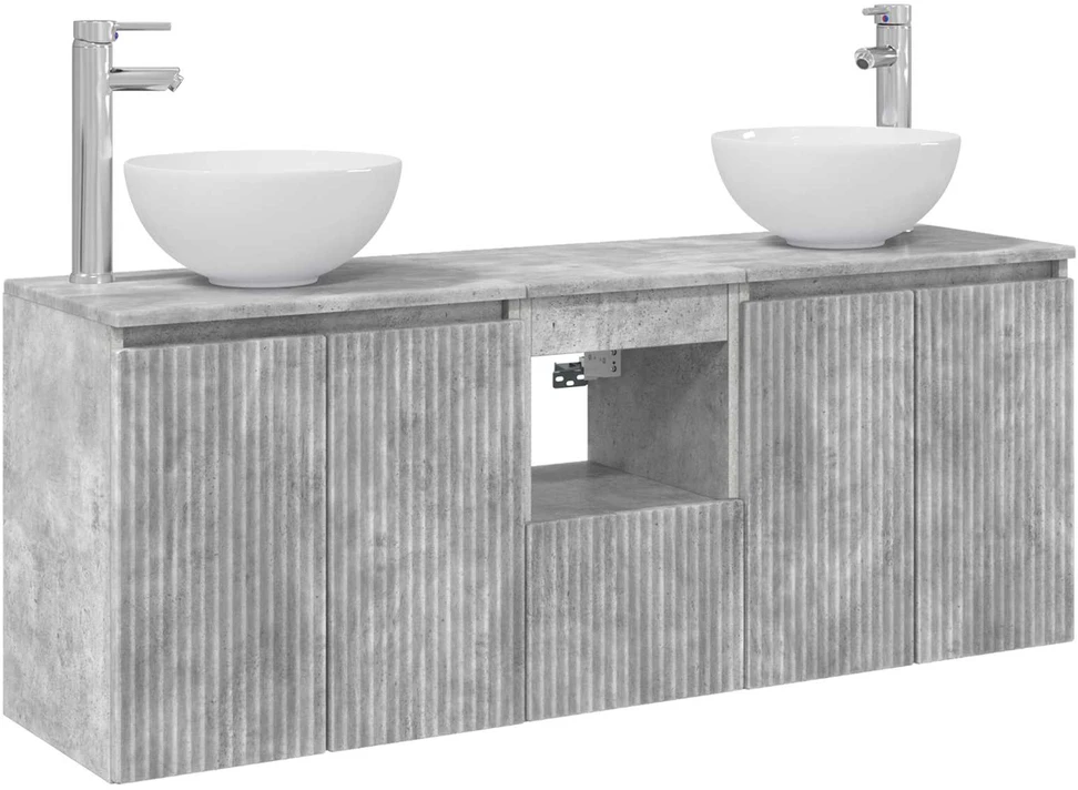 Vonios spintos komplektas 3 vnt. Betono pilka 129 x 35 x 80 cm