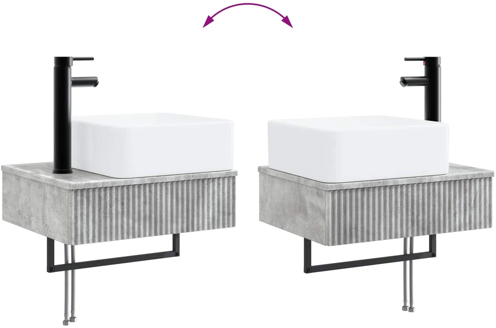 Vonios spintos komplektas 3 vnt. Betono pilka 136 x 35 x 80 cm
