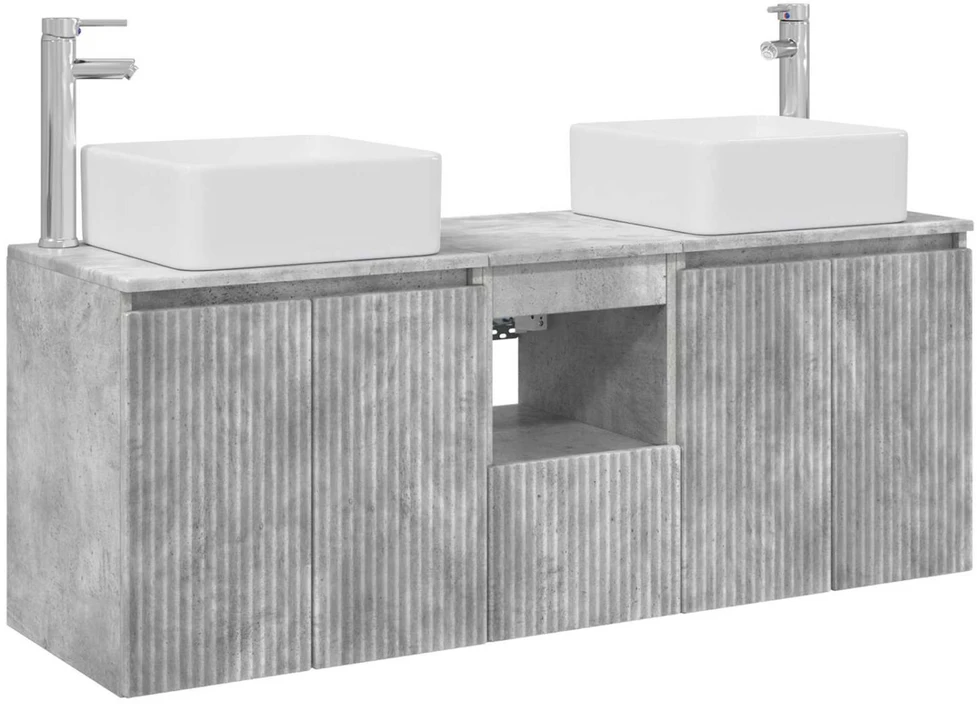 Vonios spintos komplektas 3 vnt. Betono pilka 53 x 35 x 63 cm