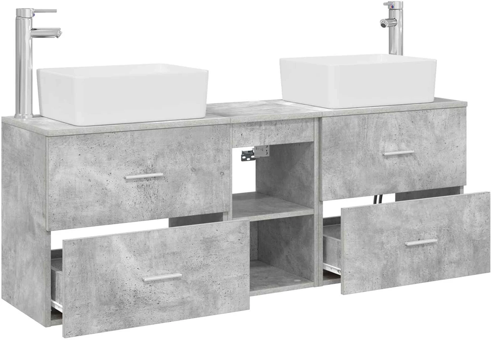 Vonios spintos komplektas 3 vnt. Betono pilka 136 x 35 x 80 cm