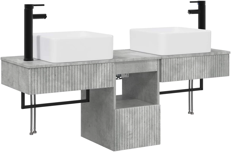 Vonios spintos komplektas 3 vnt. Betono pilka 136 x 35 x 80 cm