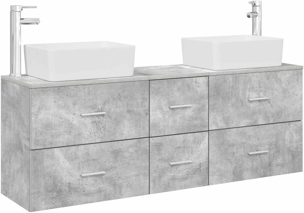Vonios spintos komplektas 3 vnt. Betono pilka 136 x 35 x 80 cm