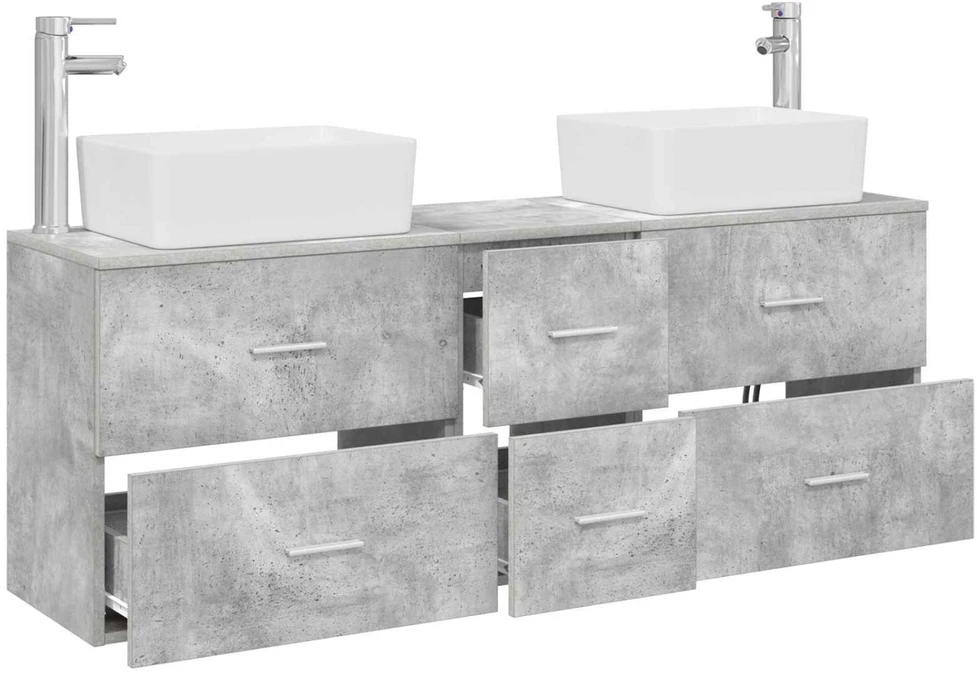 Vonios spintos komplektas 3 vnt. Betono pilka 53 x 34,5 x 63 cm