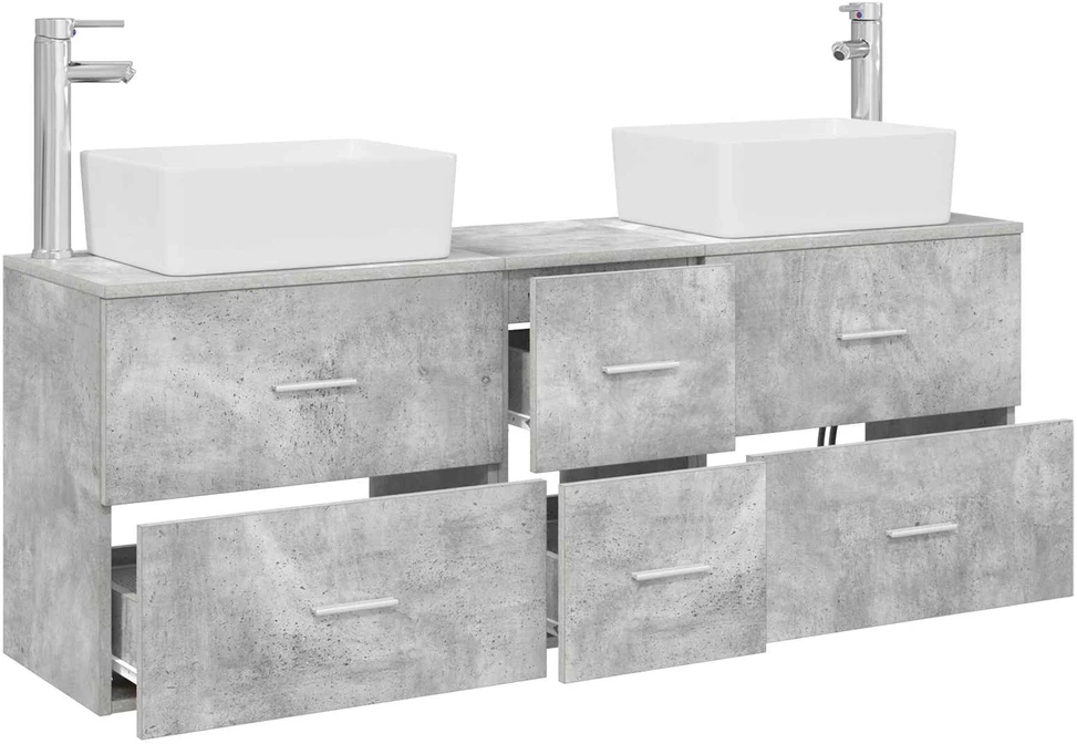 Vonios spintos komplektas 3 vnt. Betono pilka 136 x 35 x 80 cm