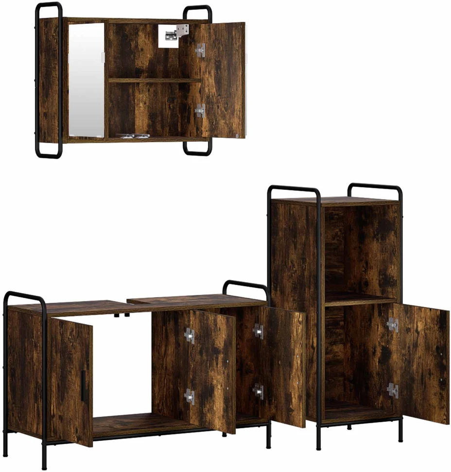 Vonios spintos komplektas 3 vnt. Dūminio ąžuolo