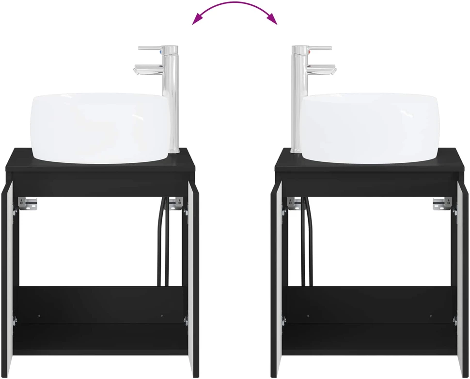Vonios spintos komplektas 3 vnt. Juoda 49,5 x 44,5 x 66 cm