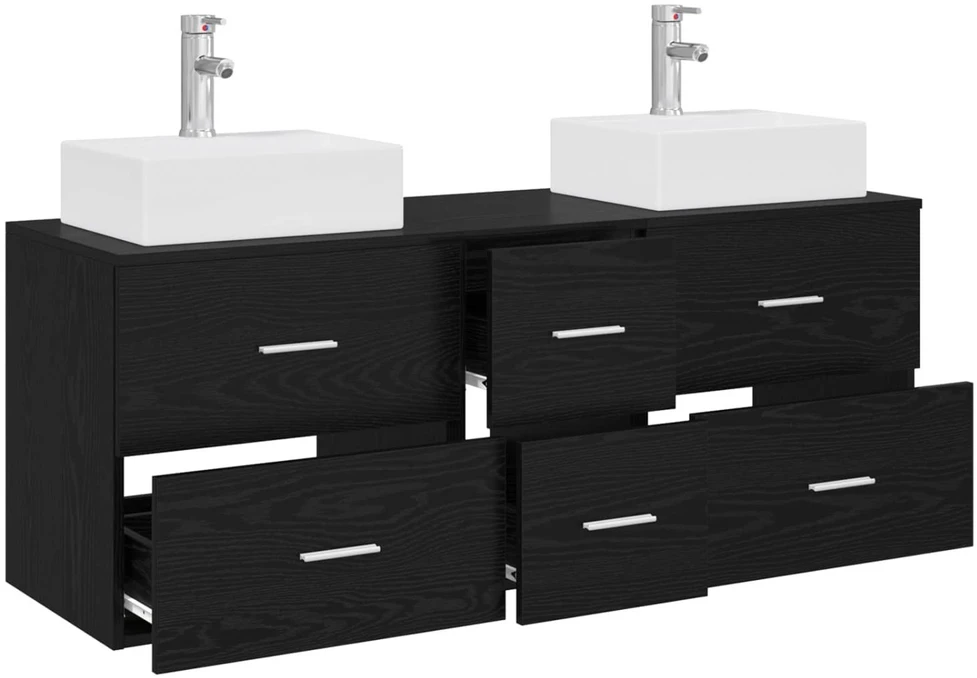 Vonios spintos komplektas 3 vnt. Juoda 49,5 x 41 x 62,5 cm