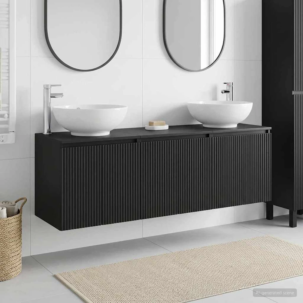Vonios spintos komplektas 3 vnt. Juoda 49,5 x 44,5 x 65 cm