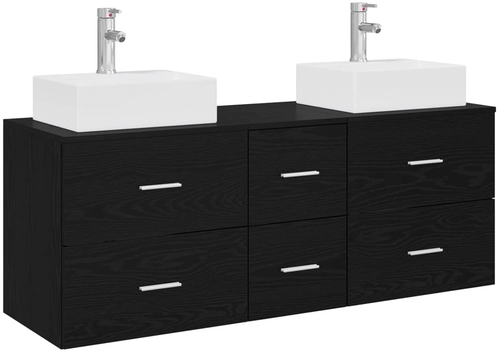Vonios spintos komplektas 3 vnt. Juoda 49,5 x 41 x 62,5 cm