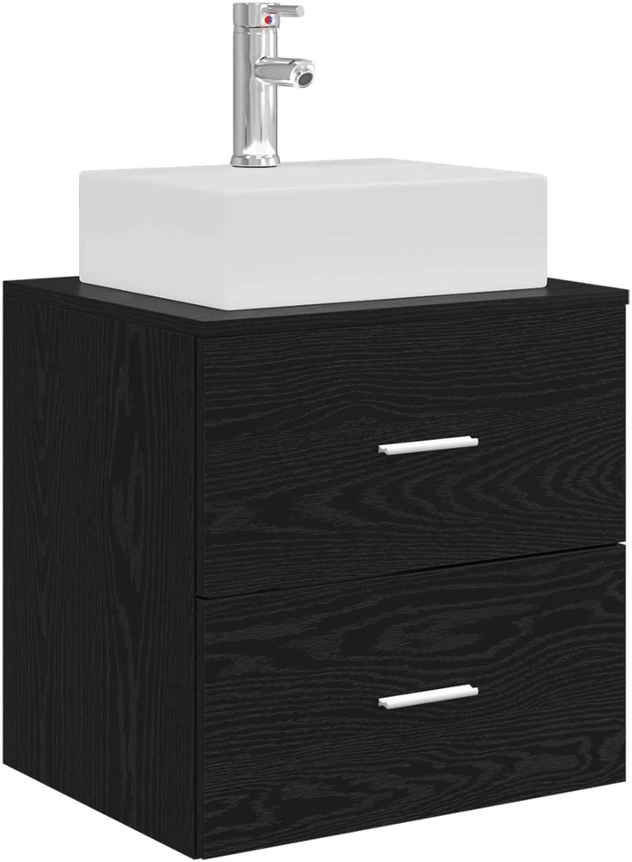 Vonios spintos komplektas 3 vnt. Juoda 129 x 41 x 79,5 cm