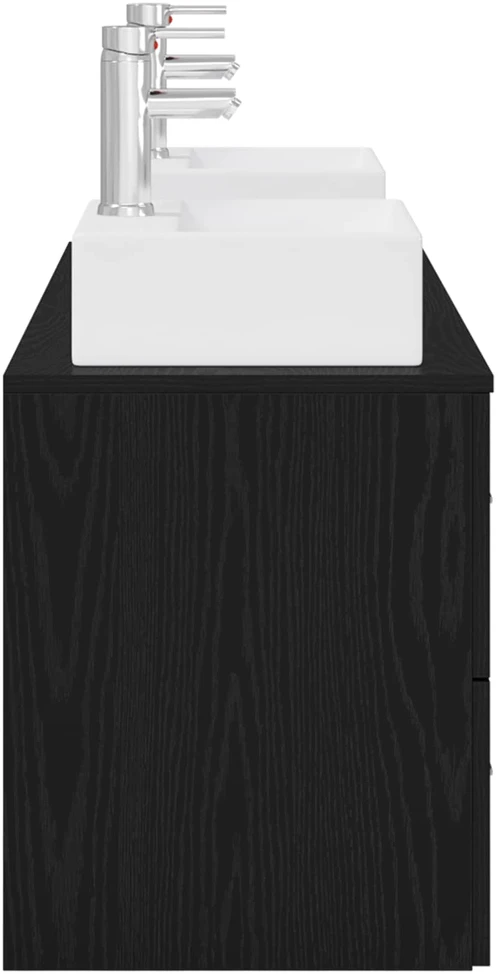 Vonios spintos komplektas 3 vnt. Juoda 129 x 41 x 79,5 cm
