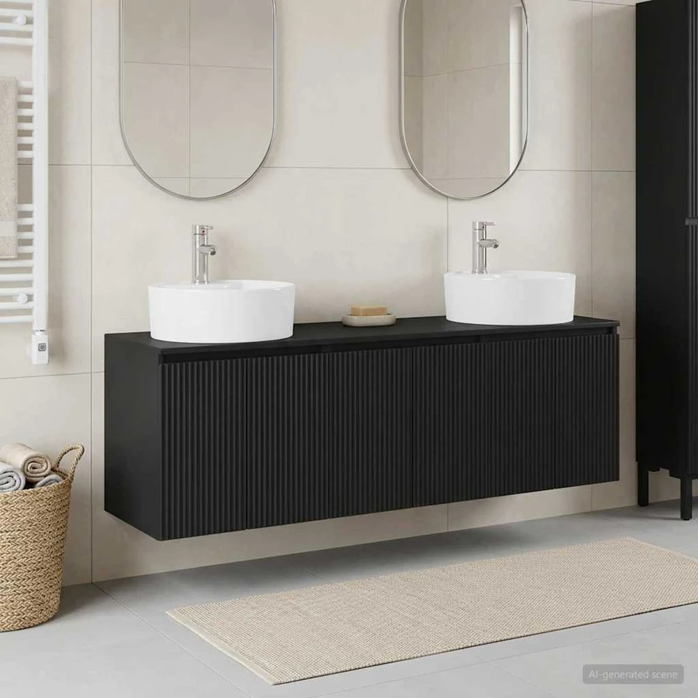 Vonios spintos komplektas 3 vnt. Juoda 161,5 x 44,5 x 82 cm