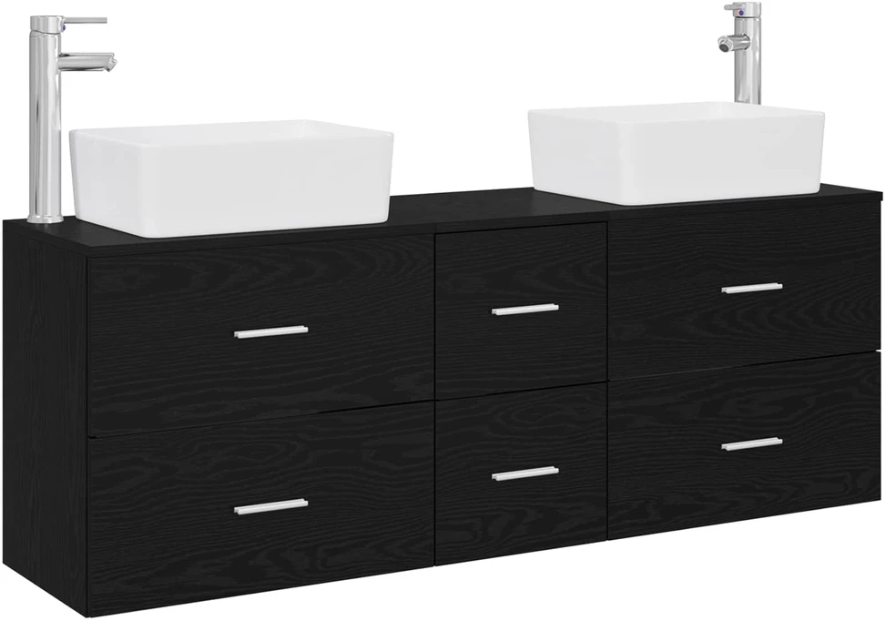 Vonios spintos komplektas 3 vnt. Juoda 136 x 35 x 80 cm