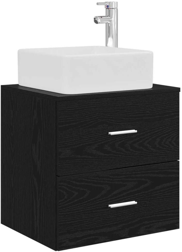 Vonios spintos komplektas 3 vnt. Juoda 53 x 34,5 x 63 cm