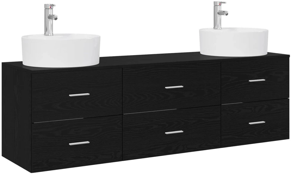 Vonios spintos komplektas 3 vnt. Juoda 62,5 x 44,5 x 50 cm