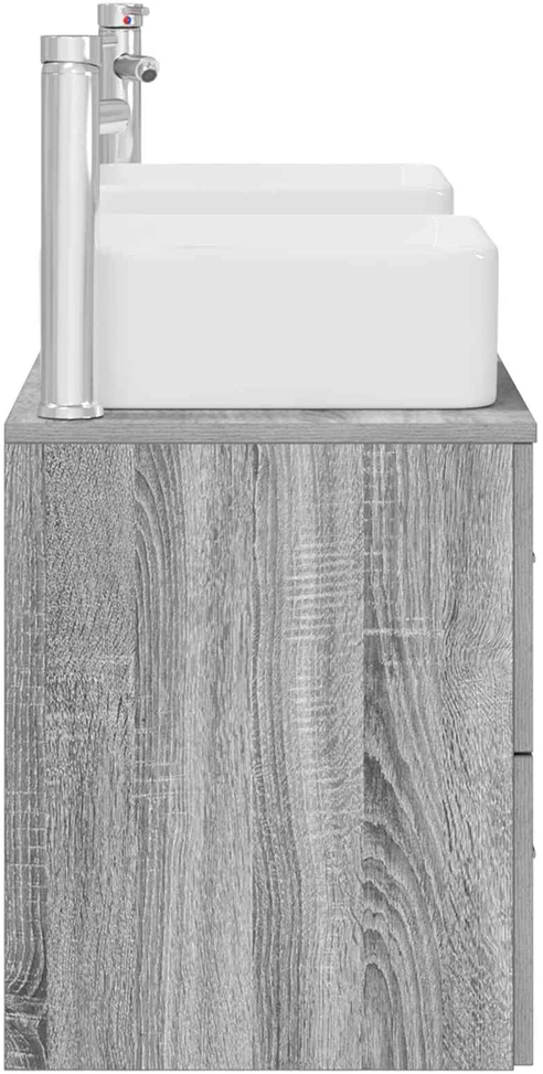 Vonios spintos komplektas 3 vnt. Pilka Sonoma 129 x 41 x 80 cm