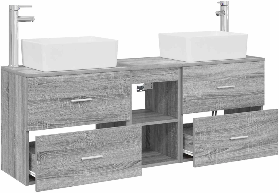Vonios spintos komplektas 3 vnt. Pilka Sonoma 136 x 35 x 80 cm
