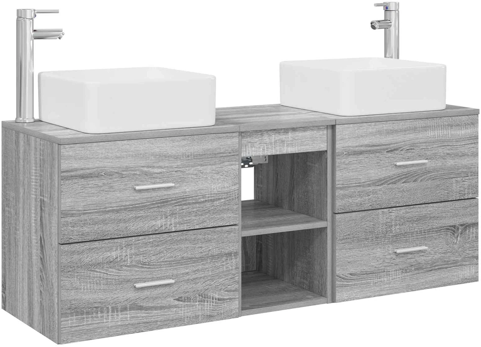 Vonios spintos komplektas 3 vnt. Pilka Sonoma 129 x 41 x 80 cm