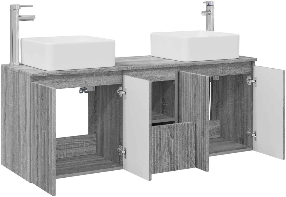 Vonios spintos komplektas 3 vnt. Pilka Sonoma 135 x 35 x 80 cm
