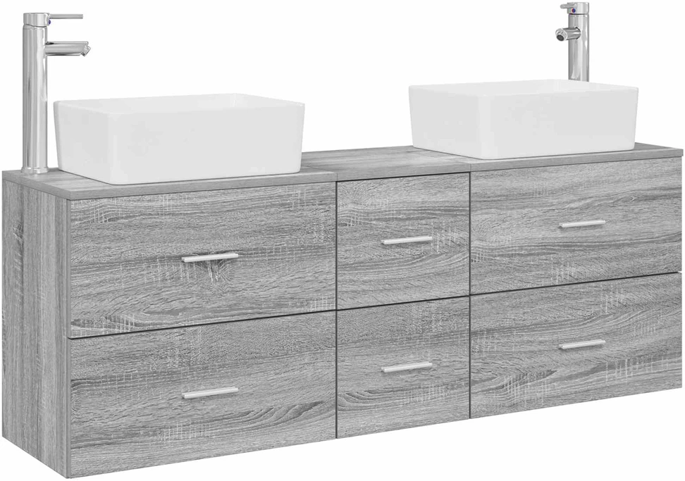 Vonios spintos komplektas 3 vnt. Pilka Sonoma 136 x 35 x 80 cm