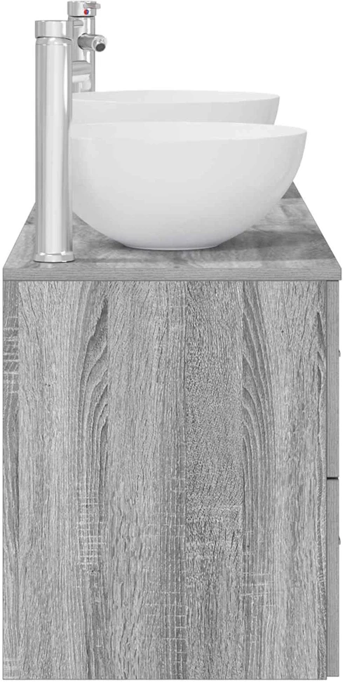 Vonios spintos komplektas 3 vnt. Pilka Sonoma 129 x 35 x 80 cm