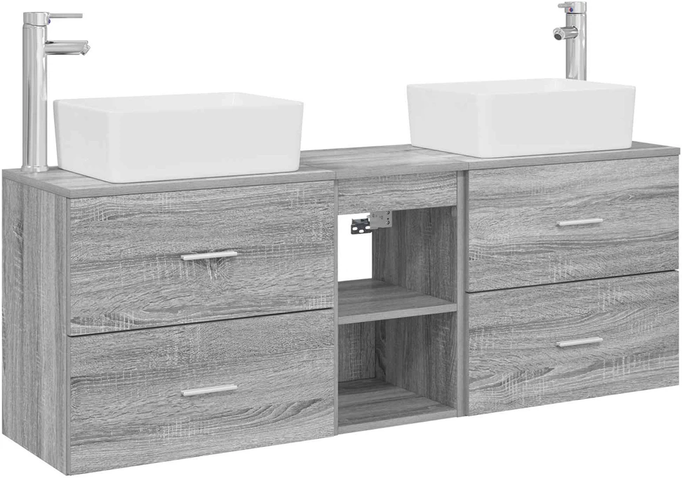 Vonios spintos komplektas 3 vnt. Pilka Sonoma 136 x 35 x 80 cm