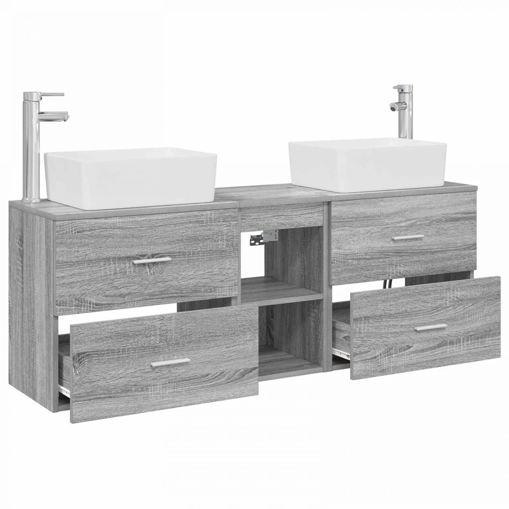 Vonios spintos komplektas 3 vnt. Pilka Sonoma 53 x 34,5 x 63 cm