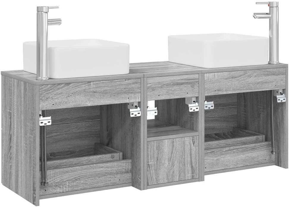 Vonios spintos komplektas 3 vnt. Pilka Sonoma 129 x 41 x 80 cm