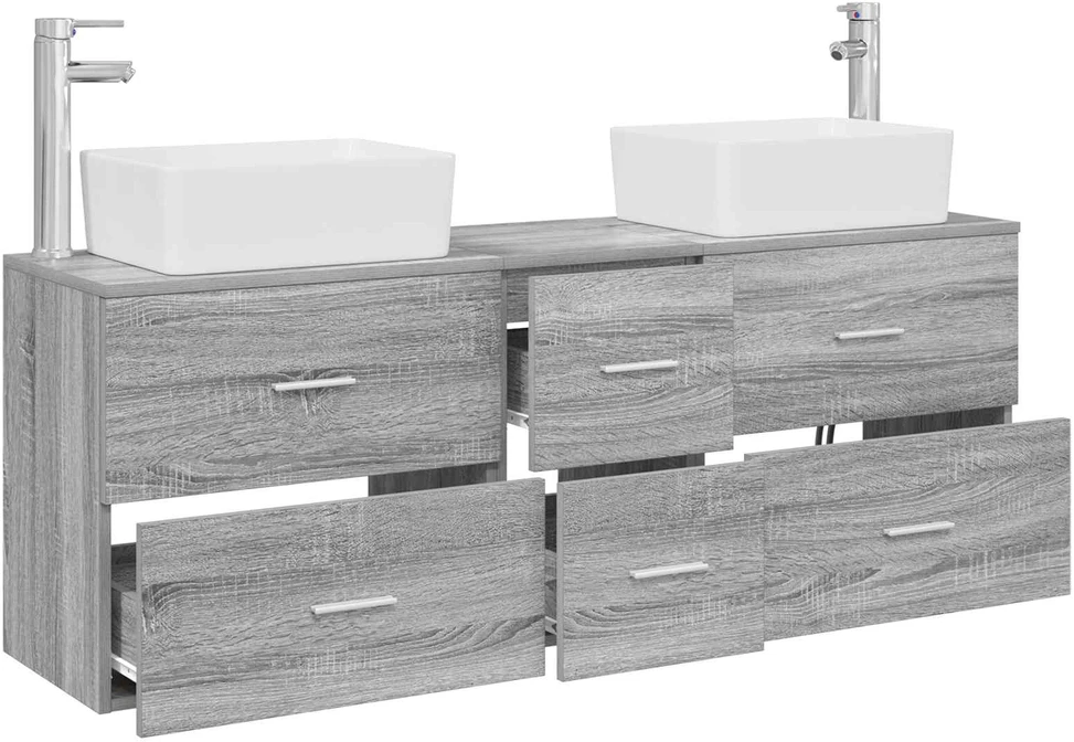 Vonios spintos komplektas 3 vnt. Pilka Sonoma 136 x 35 x 80 cm