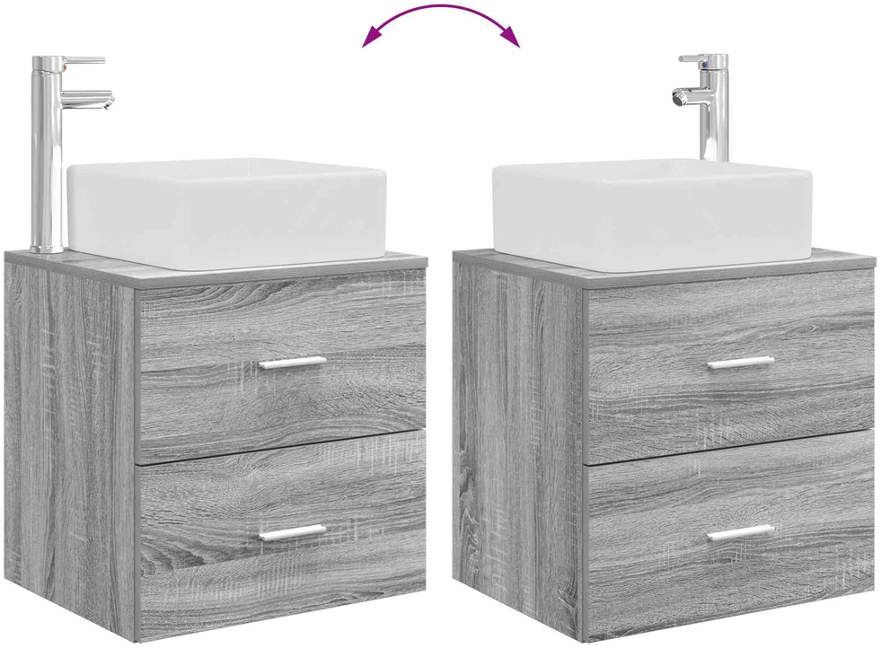 Vonios spintos komplektas 3 vnt. Pilka Sonoma 129 x 41 x 80 cm