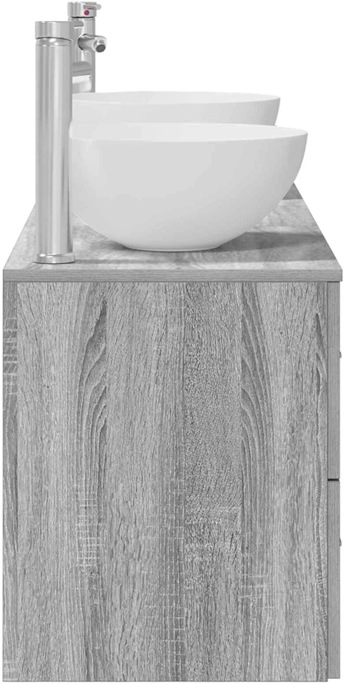 Vonios spintos komplektas 3 vnt. Pilka Sonoma 129 x 35 x 80 cm