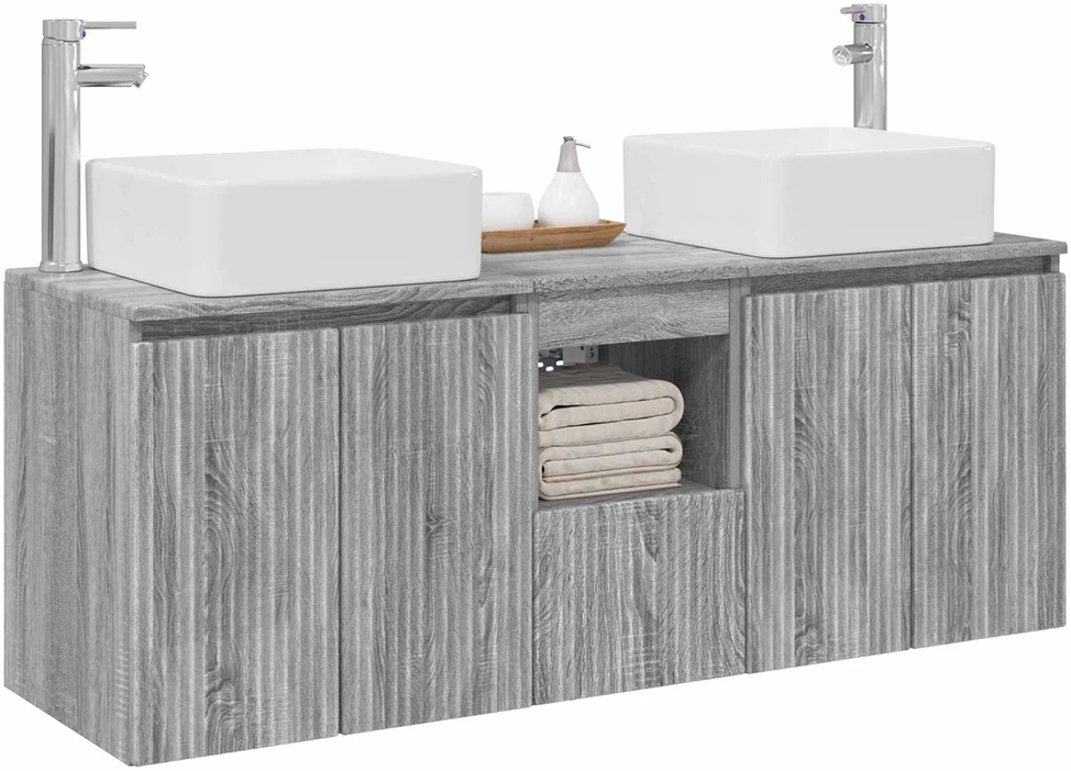 Vonios spintos komplektas 3 vnt. Pilka Sonoma 135 x 35 x 80 cm