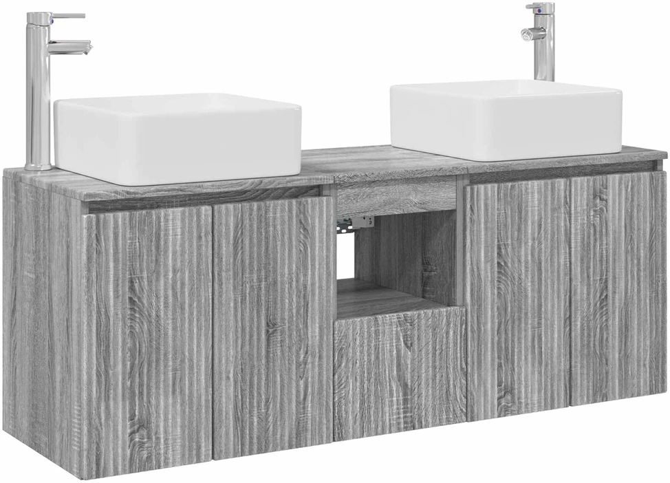 Vonios spintos komplektas 3 vnt. Pilka Sonoma 135 x 35 x 80 cm